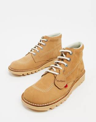 Kickers kick hi boots in beige nubuck - ASOS Price Checker