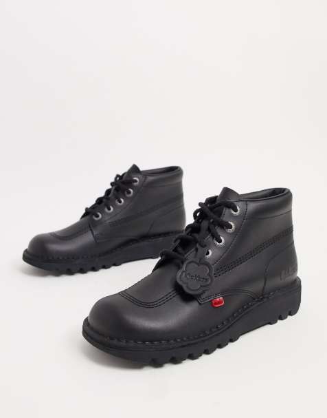Kickers kick hi boots in black leather - view 1