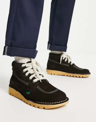 Kickers Kick Hi boots in brown suede exclusive to ASOS