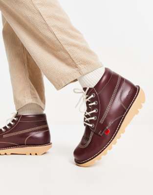 Kickers Kick Hi boots in dark red