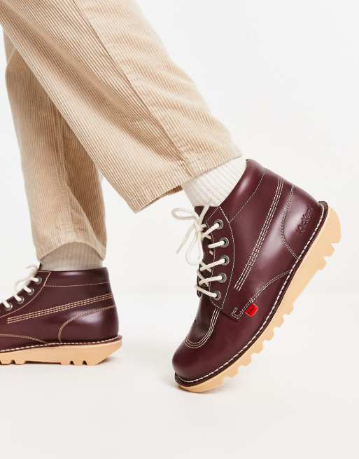 Kickers Kick boots in dark red | ASOS