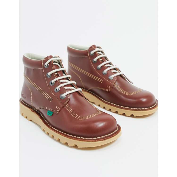 Kickers kick hi boots in tan leather