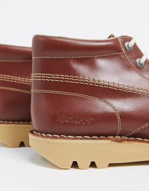 Kickers kick hi boots in tan leather