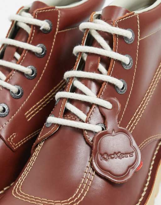 Kickers kick hi boots in tan leather