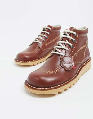 Kickers kick hi boots in tan leather