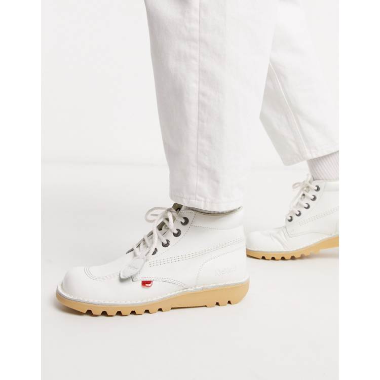 Kickers kick hi boots in white leather