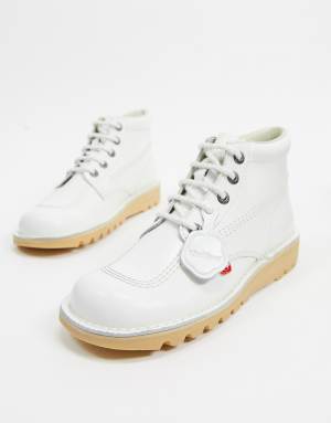 Kickers kick hi boots in white leather
