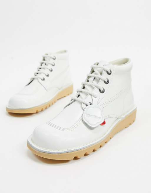 Kickers Kick Hi Zip I White Ankle Boots - Awesome Shoes