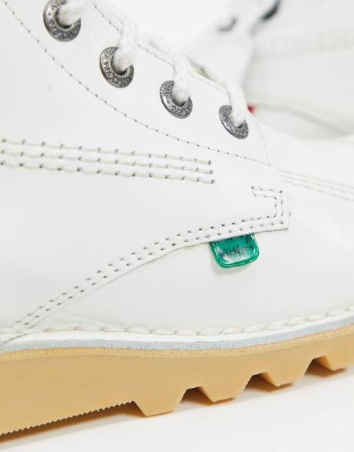 Kickers kick hi boots in white leather