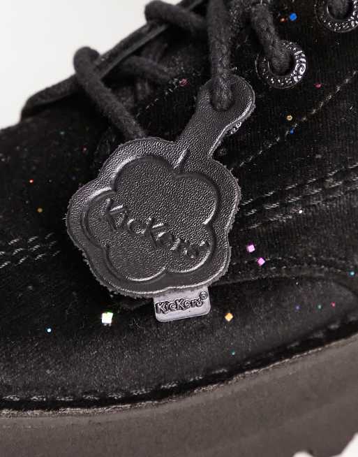 Kickers - Kick Hi - Bottines montantes à semelle rainurée en velours pailleté - Noir, 4 de 4