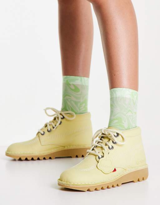 Kickers Kick Hi Bottines plates en daim Jaune