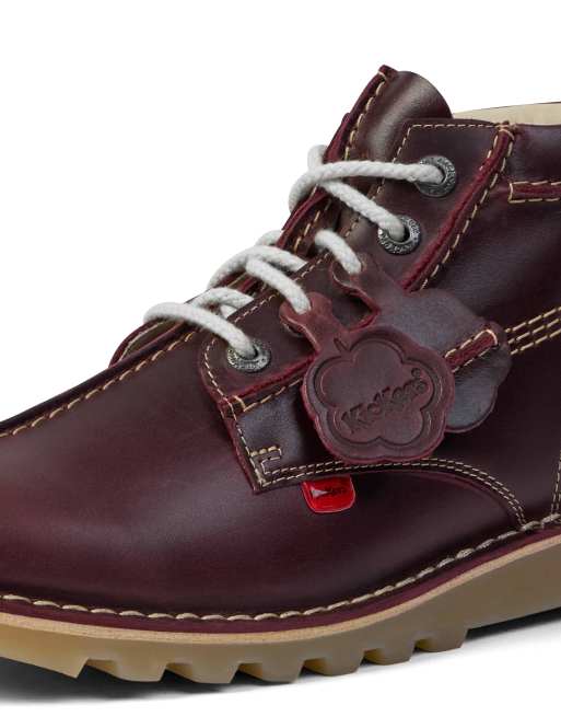 Kickers Kick hi central seam in dark red, 4 of 4