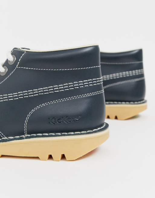 Kickers Kick Hi Core navy blue leather hi top flat boots, 4 of 4
