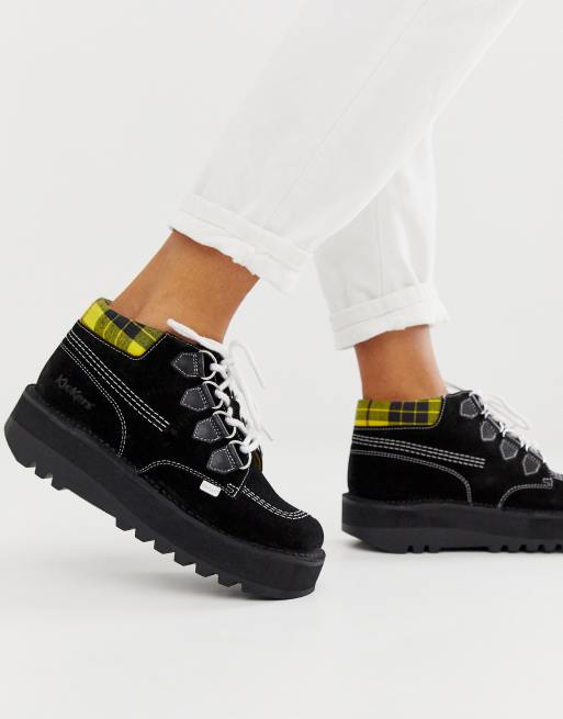 Kickers Kick Hi Creepy – Czarne buty na płaskiej podeszwie z zamszu i skóry z wysoką cholewką