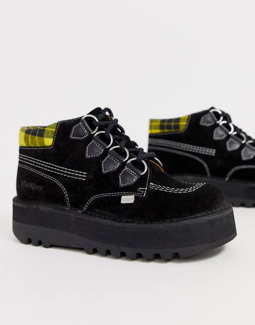 Kickers – Kick Hi Creepy – Flache Stiefel mit hohem Schaft aus Leder und Wildleder in Schwarz, 4 von 4