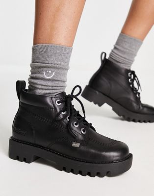 Kickers kick hi leather boots in black - ASOS Price Checker