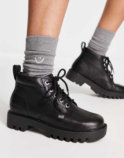 Kickers kick hi leather boots in black | ASOS