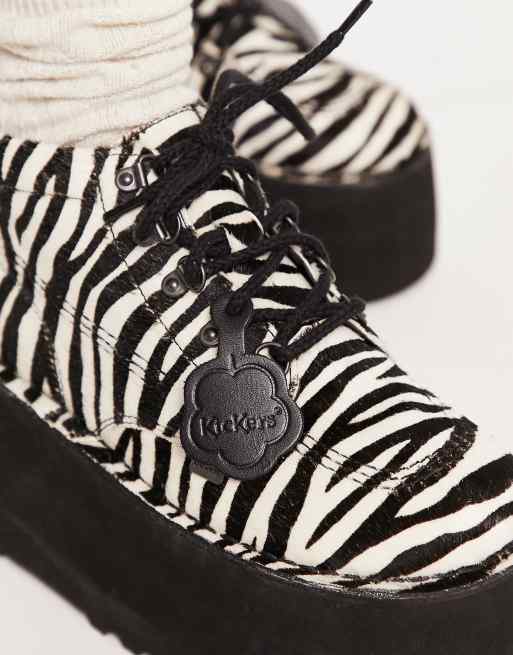 Kickers Kick hi platform boots in zebra print | ASOS