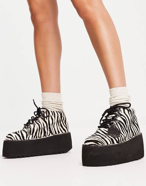 Kickers Kick hi platform boots in zebra print | ASOS