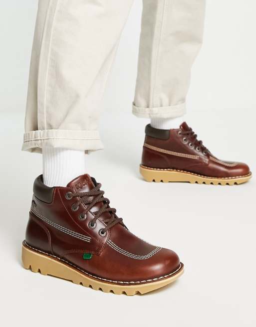 Kickers - Kick Hi Roll - Laarzen van donkerbruin leer 