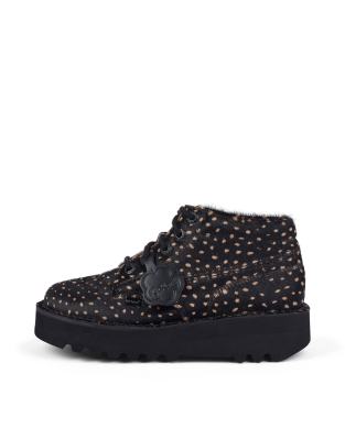 Kickers Kick Hi stack boots in black polka dot | ASOS