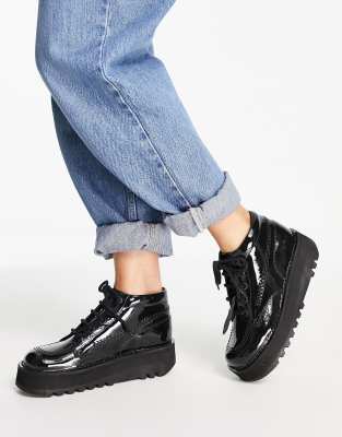 Kickers kick hi stack flatform boots in black