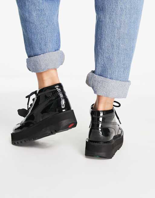 Kickers kick hi stack flatform boots in black