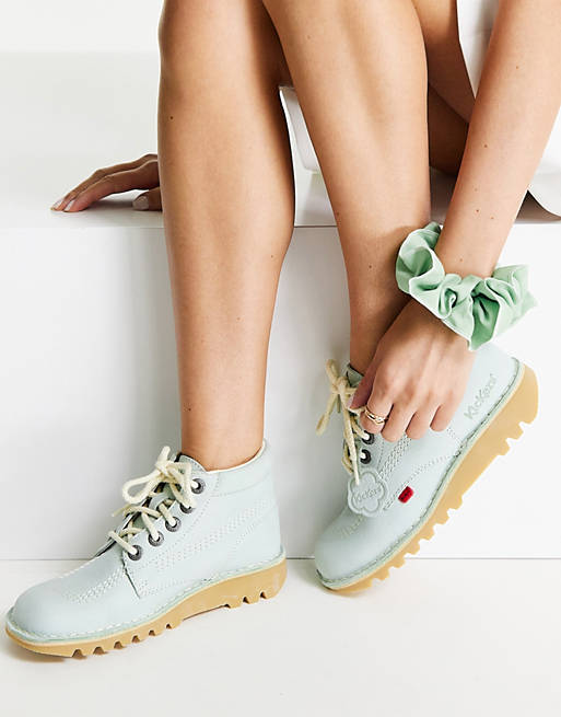 Kickers Kick Hi suede flat ankle boots in mint