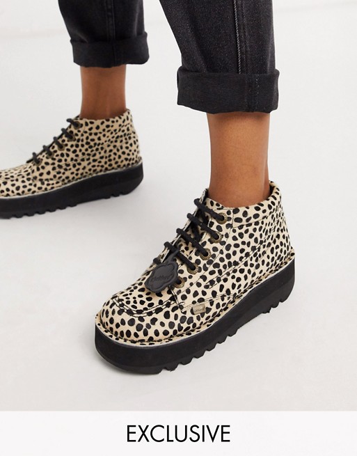 Kickers Kick Lo exclusive boots in leopard