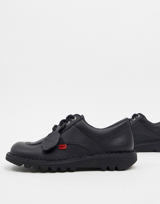 Kickers Kick Lo flat leather shoes in black