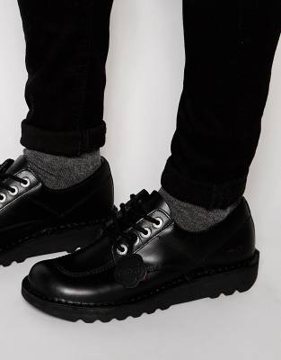 kickers black kick lo aztec mono flat shoes