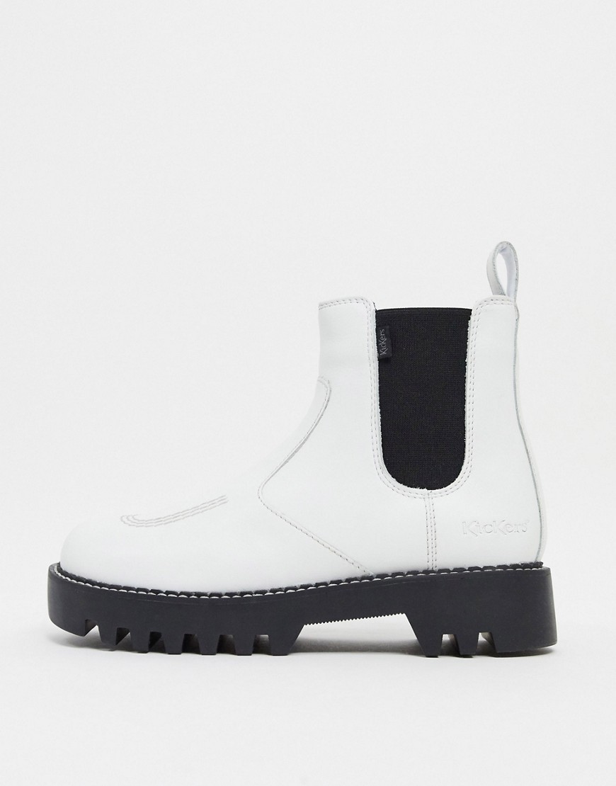 Kickers Kizziie Chunky Chelsea Boots In White