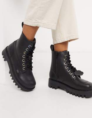 kickers kizziie cleated ankle boots in black