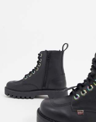 black cleated ankle boots