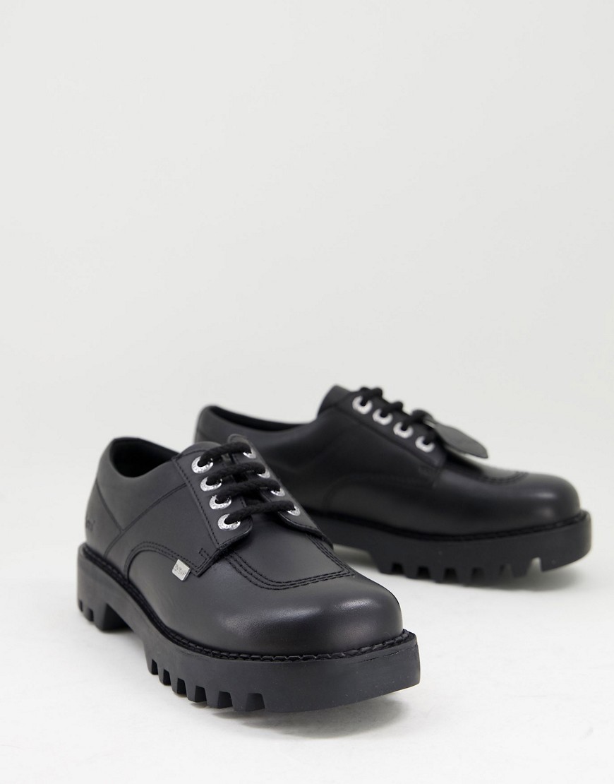 Kickers kizziie derby leather lace up shoes in black