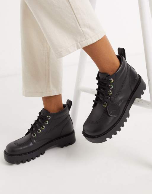 kickers kizziie cleated ankle boots in black