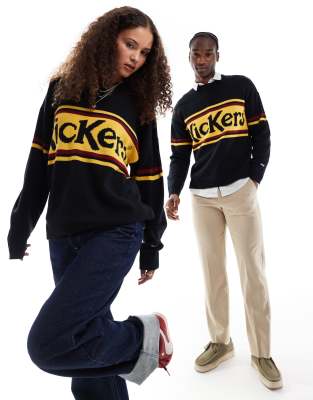 Kickers - Klassischer Unisex-Pullover aus Jacquard-Strick mit Bruststreifen mit Logo-Schwarz