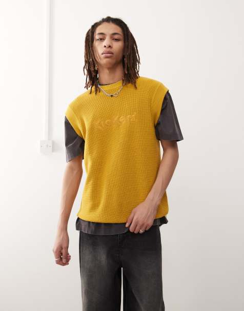 Kickers knit sleeveless vest in yellow ochre - view 1