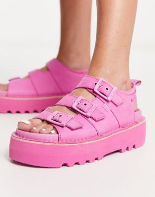 Kickers Knox platform sandals in pink nubuck leather  - ASOS Price Checker