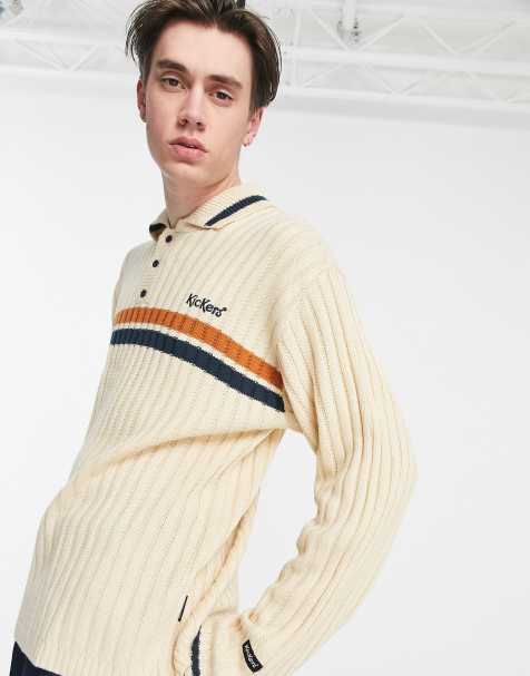Kickers – Langärmliges Strick-Poloshirt in Cremeweiß - view 1