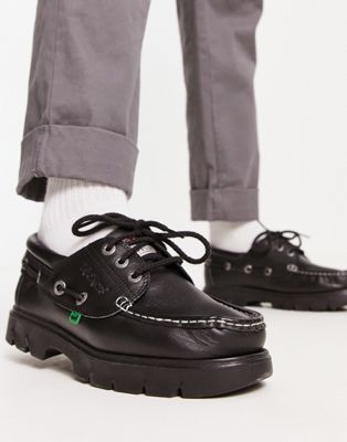 Kickers lennon boat shoes in black Exclusive to ASOS - ASOS Price Checker