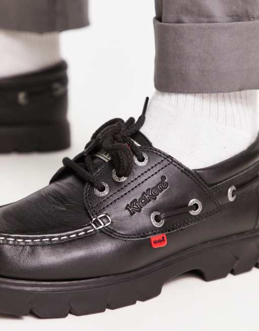 Kust Middelen Occlusie Kickers lennon boat shoes in black exclusive to ASOS | ASOS