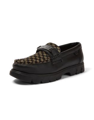 Kickers Lennon leather loafer in check print