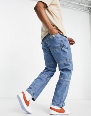 Kickers logo jeans in mid blue - ASOS Price Checker