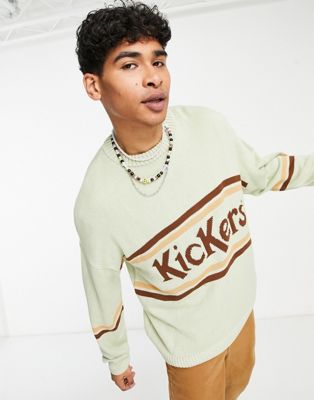 Kickers logo knitted jumper in green | ASOS