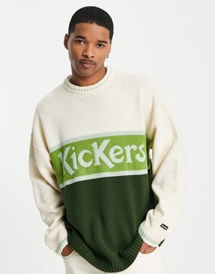 Kickers logo panel knit jumper in cream