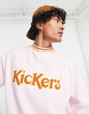 Kickers logo sweatshirt in pink with orange