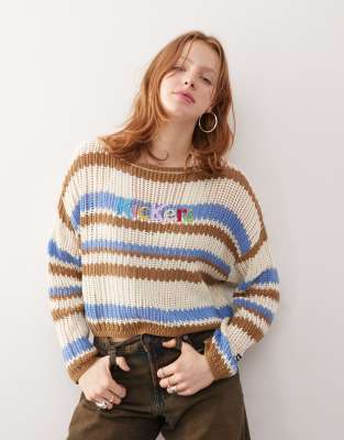 Kickers Loose Fit Open Knit Sweater In Multi