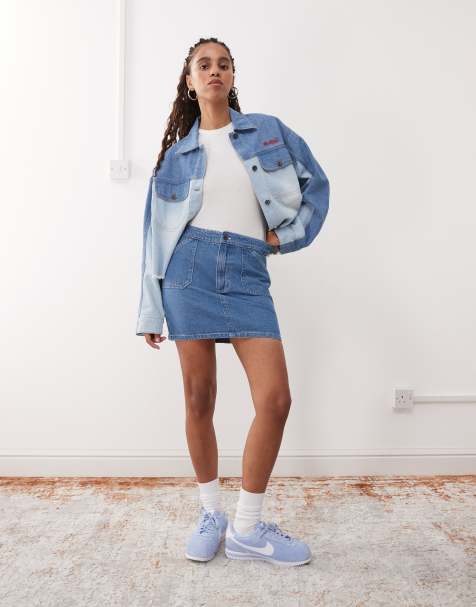 Kickers low rise mini skirt in mid blue - view 1
