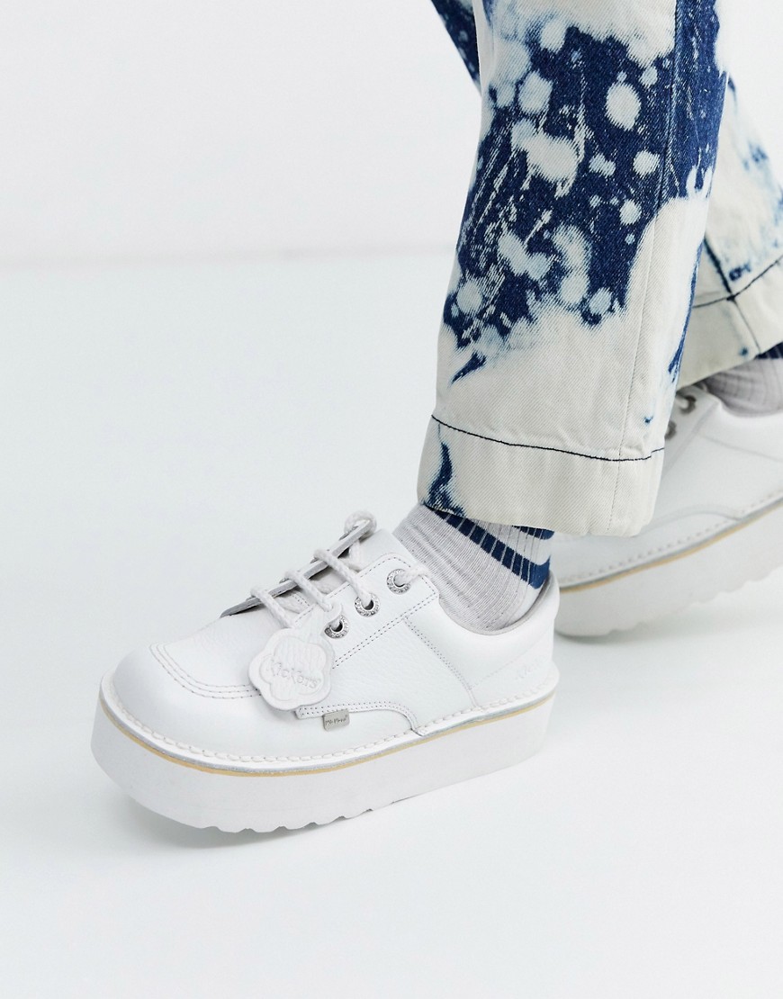 Kickers - low-stack - Leren schoenen in wit